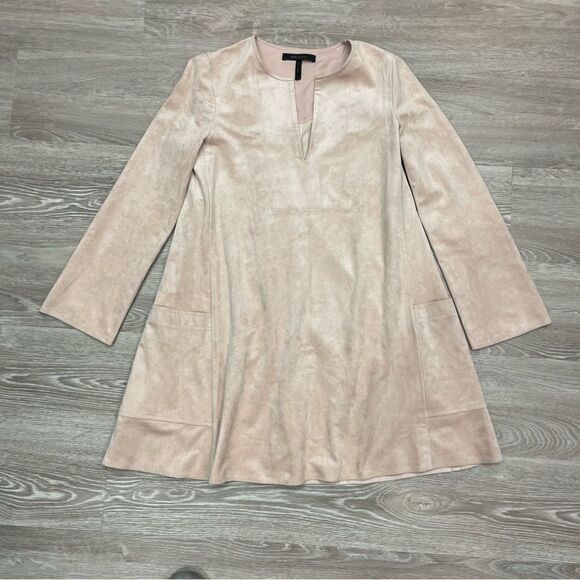 BCBGMAXAZRIA Pale Pink Beritt Faux Suede Dress XS Mini Dress - Picture 2 of 10